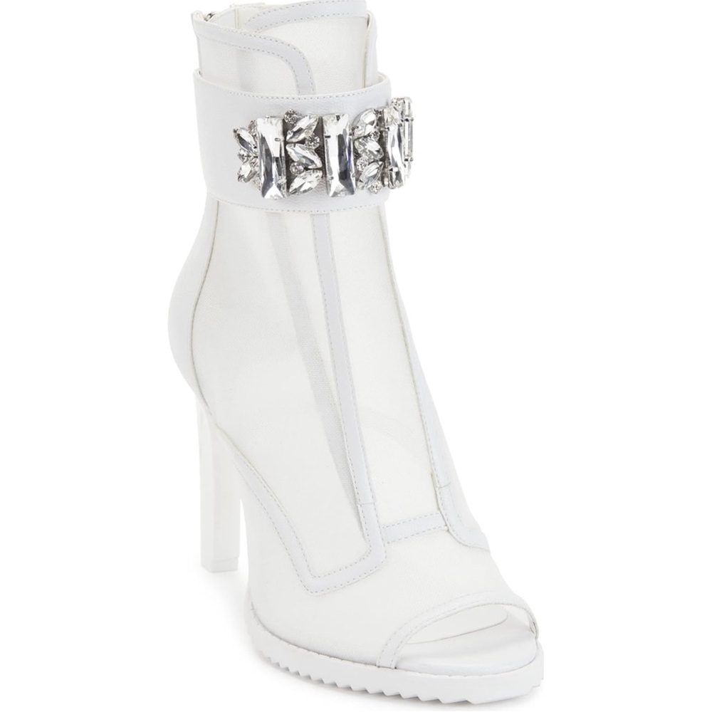 KARL LAGERFELD Women's Blayze Peep-Toe Heeled Fashion Bootie Stud Embellishments